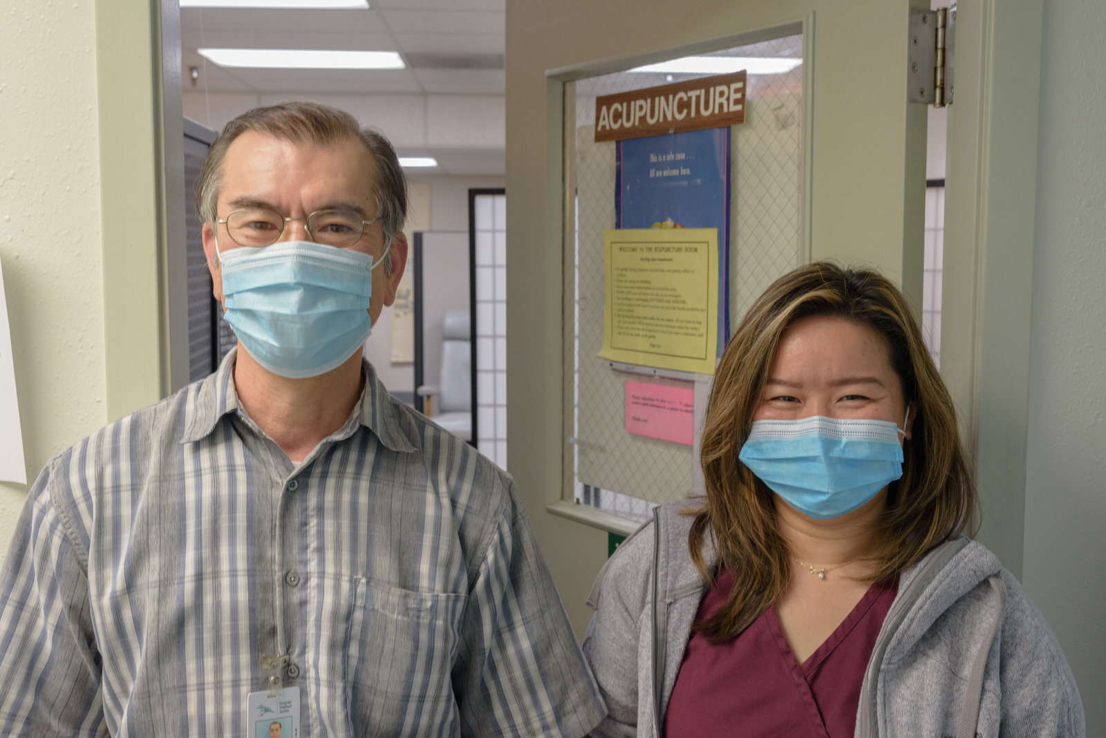 Yoji, left, is the head of ETS's acupuncture department.